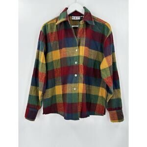 Keren Hart Vintage Jacket Womens Medium Multicolor Flannel Snap Buttons Plaid